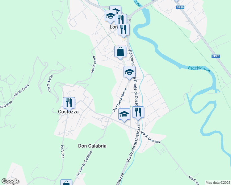 map of restaurants, bars, coffee shops, grocery stores, and more near 5 Via Ragazzi del '99 in Longare