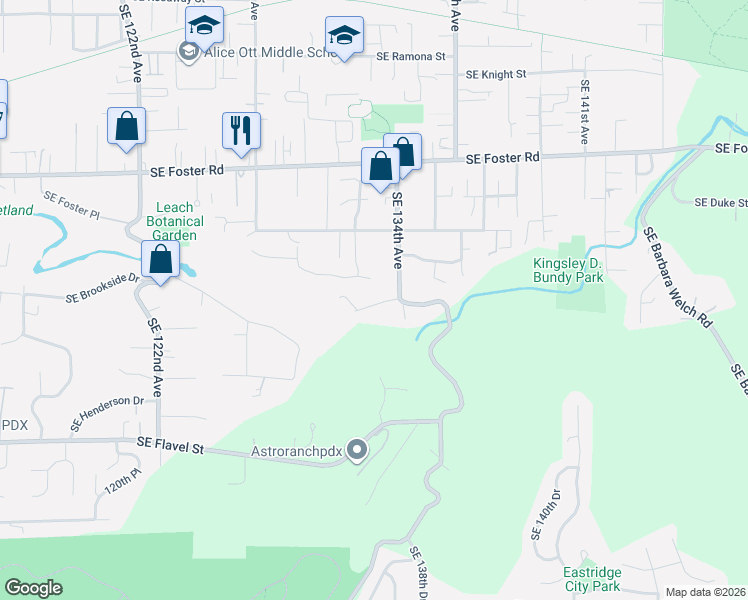 map of restaurants, bars, coffee shops, grocery stores, and more near 13143 Southeast Blackberry Circle in Portland