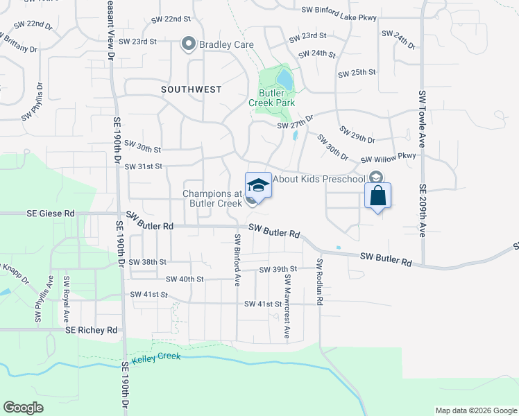 map of restaurants, bars, coffee shops, grocery stores, and more near 2789 Southwest Butler Road in Gresham