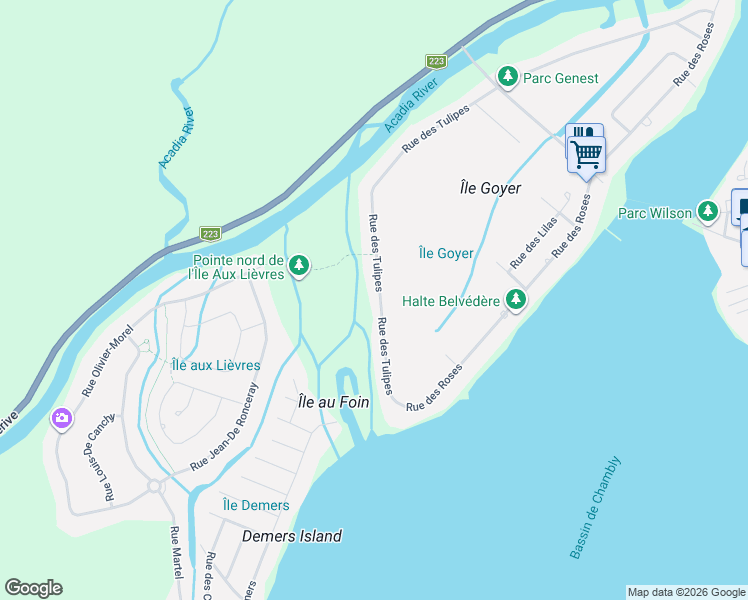 map of restaurants, bars, coffee shops, grocery stores, and more near 2090 Rue des Tulipes in Carignan