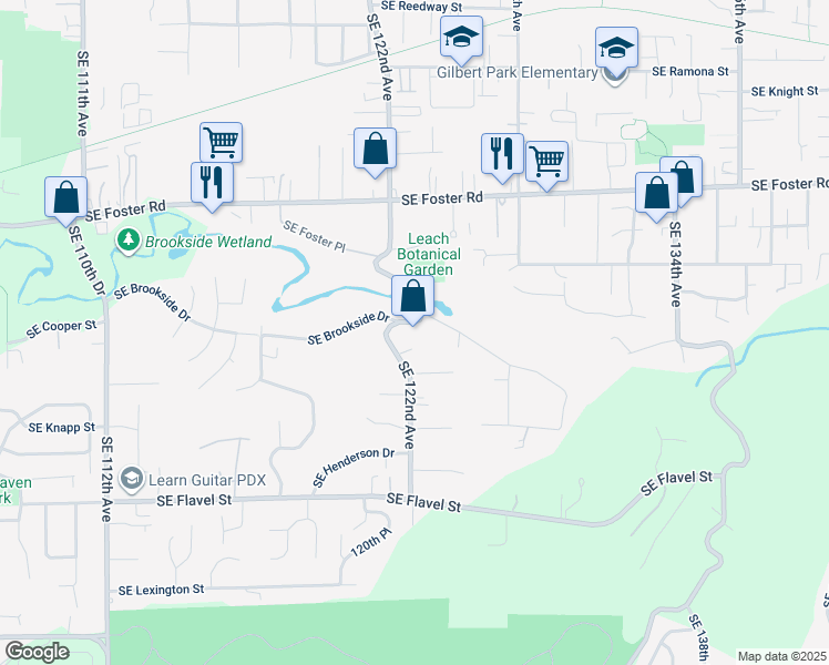 map of restaurants, bars, coffee shops, grocery stores, and more near 11806 Southeast 122nd Avenue in Portland