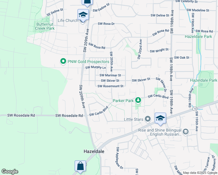 map of restaurants, bars, coffee shops, grocery stores, and more near 6576 Southwest 207th Avenue in Aloha