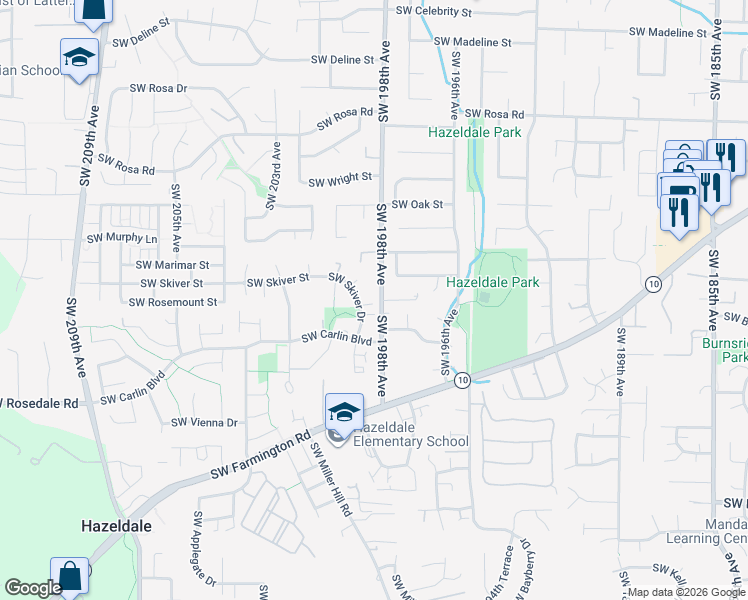 map of restaurants, bars, coffee shops, grocery stores, and more near 19776 Southwest Prospect Lane in Aloha
