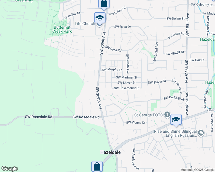 map of restaurants, bars, coffee shops, grocery stores, and more near 20839 Southwest Skiver Street in Beaverton