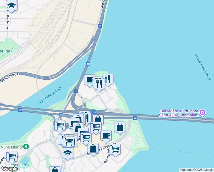 map of restaurants, bars, coffee shops, grocery stores, and more near 199 Rue de la Rotonde in Montreal