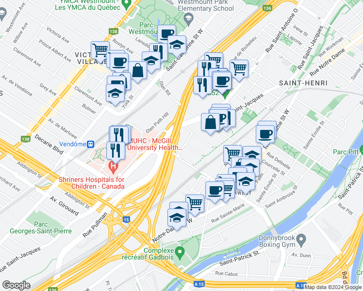 map of restaurants, bars, coffee shops, grocery stores, and more near 4829 Rue Cazelais in Montréal