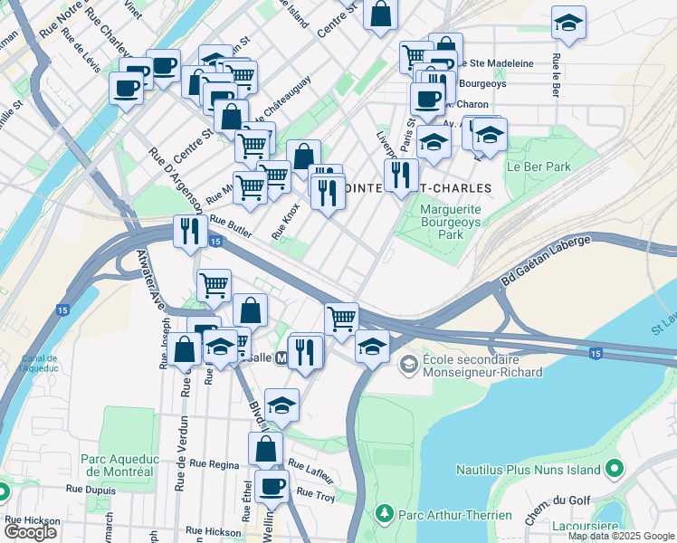 map of restaurants, bars, coffee shops, grocery stores, and more near 2685 Rue de Rushbrooke in Montréal