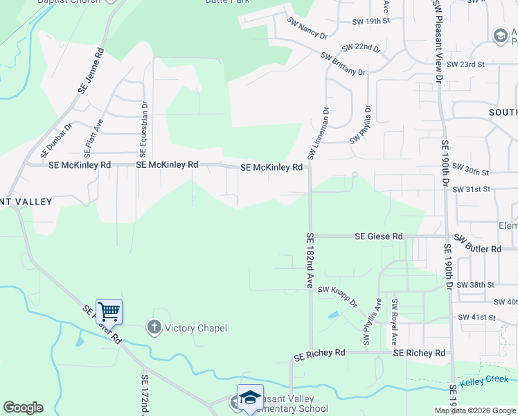 map of restaurants, bars, coffee shops, grocery stores, and more near 6699 Southeast 182nd Avenue in Gresham