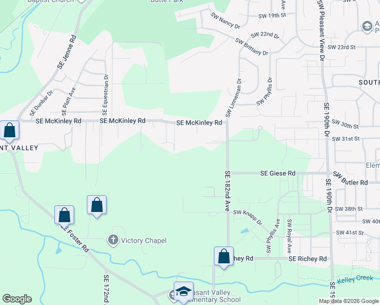 map of restaurants, bars, coffee shops, grocery stores, and more near 6699 Southeast 182nd Avenue in Gresham