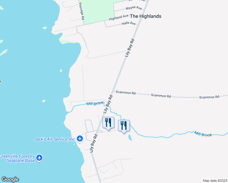 map of restaurants, bars, coffee shops, grocery stores, and more near 25 Scammon Road in Greenville
