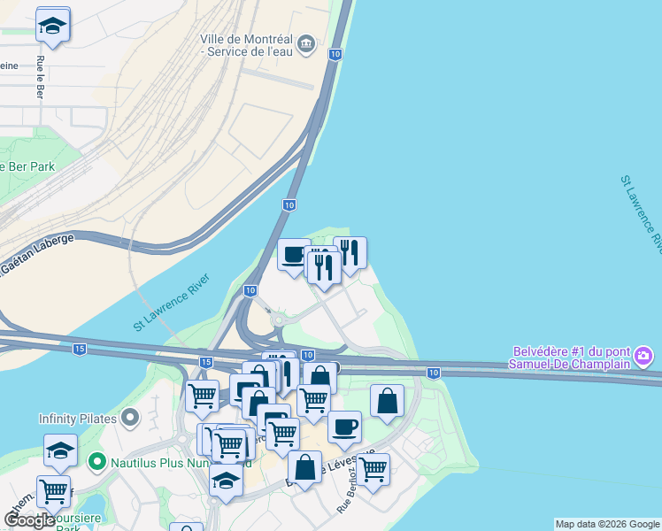 map of restaurants, bars, coffee shops, grocery stores, and more near 101 Rue de la Rotonde in Montrã©Al