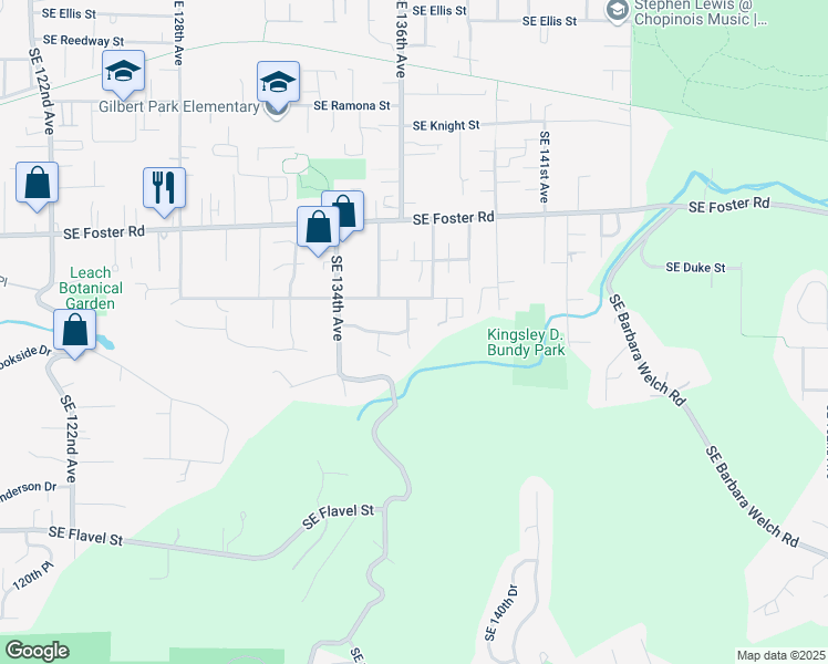 map of restaurants, bars, coffee shops, grocery stores, and more near 6712 Southeast 136th Avenue in Portland