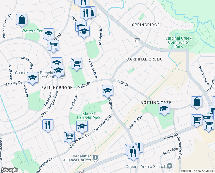map of restaurants, bars, coffee shops, grocery stores, and more near in Ottawa