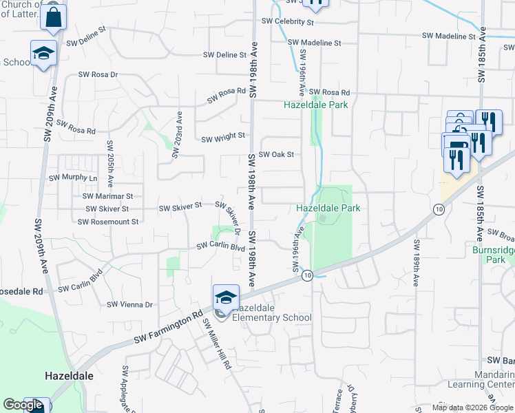 map of restaurants, bars, coffee shops, grocery stores, and more near 19776 Southwest Prospect Lane in Aloha