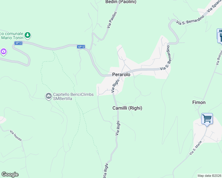 map of restaurants, bars, coffee shops, grocery stores, and more near 4 Via Righi in Perarolo