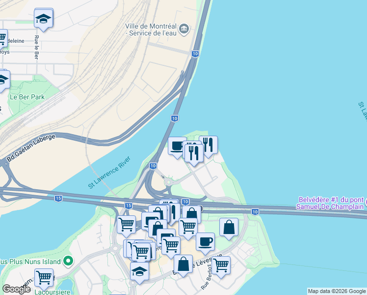 map of restaurants, bars, coffee shops, grocery stores, and more near 101 Rue de la Rotonde in Montréal