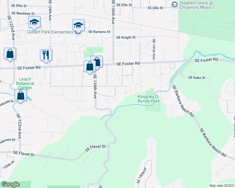 map of restaurants, bars, coffee shops, grocery stores, and more near 6712 Southeast 136th Avenue in Portland