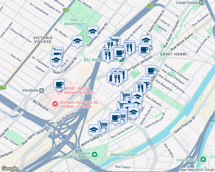 map of restaurants, bars, coffee shops, grocery stores, and more near 749 Rue Desnoyers in Montréal