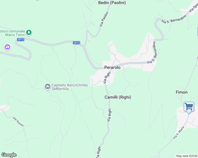 map of restaurants, bars, coffee shops, grocery stores, and more near 4 Via Righi in Perarolo