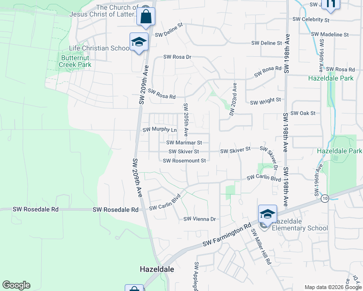 map of restaurants, bars, coffee shops, grocery stores, and more near 20548 Southwest Marimar Street in Beaverton