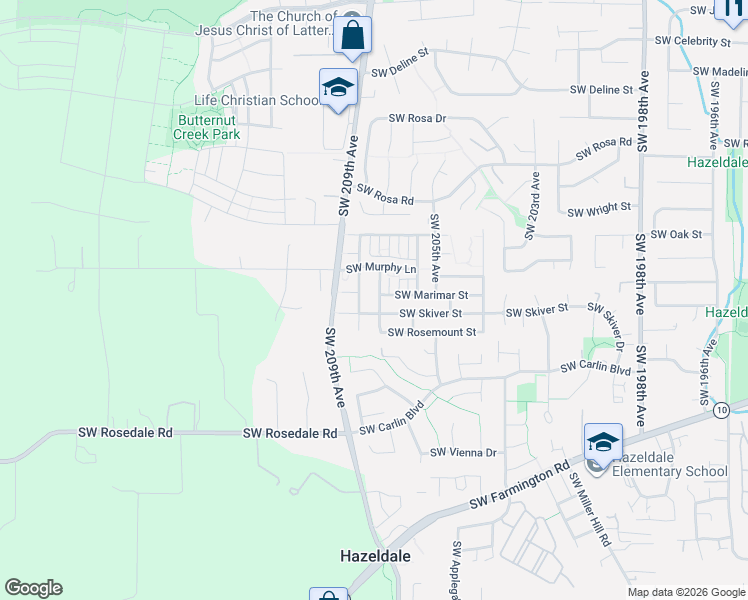 map of restaurants, bars, coffee shops, grocery stores, and more near 20839 Southwest Skiver Street in Beaverton