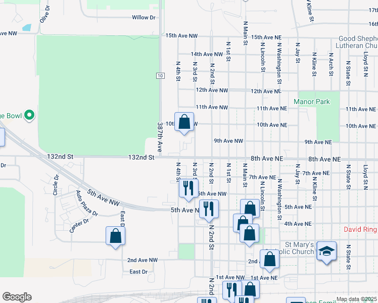map of restaurants, bars, coffee shops, grocery stores, and more near in Brown County