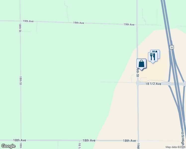 map of restaurants, bars, coffee shops, grocery stores, and more near 1870 18 1/2 Ave in Rice Lake