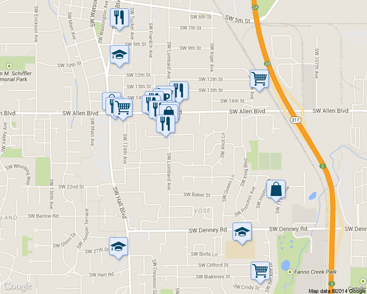 map of restaurants, bars, coffee shops, grocery stores, and more near 11872 Southwest Iron Horse Lane in Beaverton