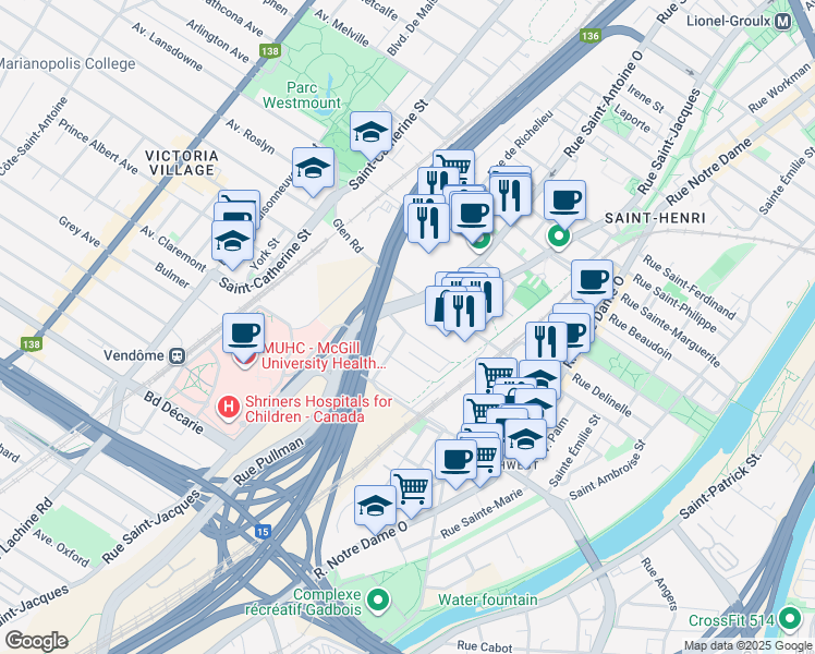 map of restaurants, bars, coffee shops, grocery stores, and more near 837 Rue Desnoyers in Montréal
