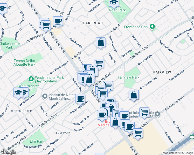 map of restaurants, bars, coffee shops, grocery stores, and more near 269 Rue Hurteau in Dollard-des-Ormeaux