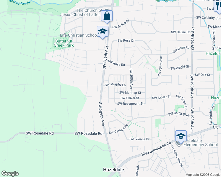 map of restaurants, bars, coffee shops, grocery stores, and more near 6148 Southwest Vinwood Terrace in Beaverton