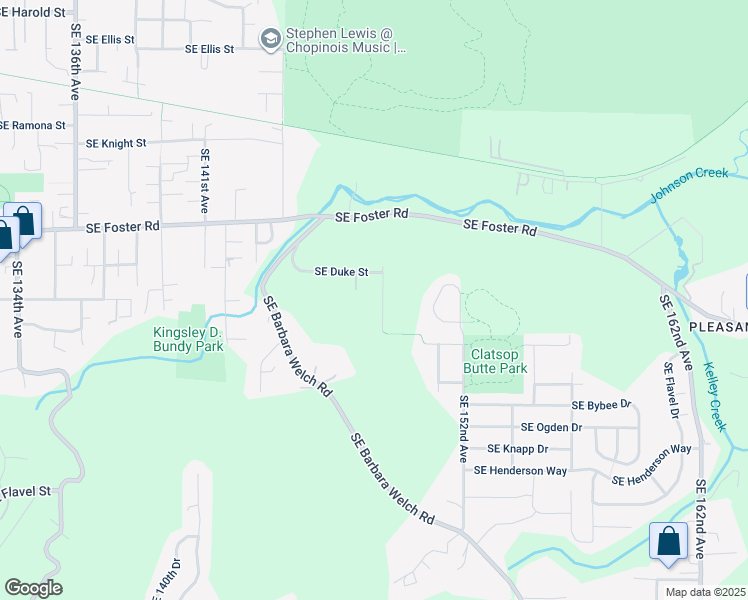 map of restaurants, bars, coffee shops, grocery stores, and more near 14736 Southeast Duke Street in Portland