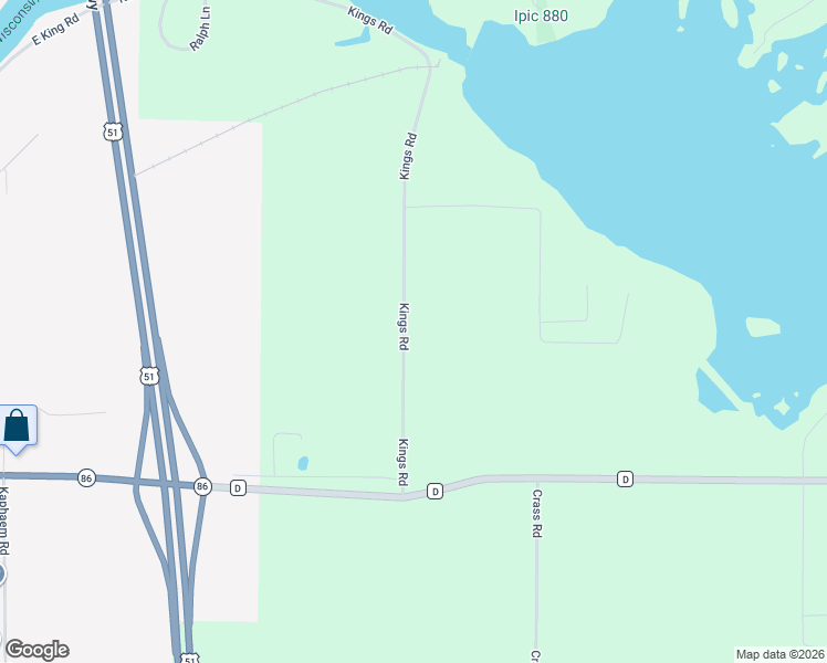 map of restaurants, bars, coffee shops, grocery stores, and more near N9906 Kings Road in Tomahawk