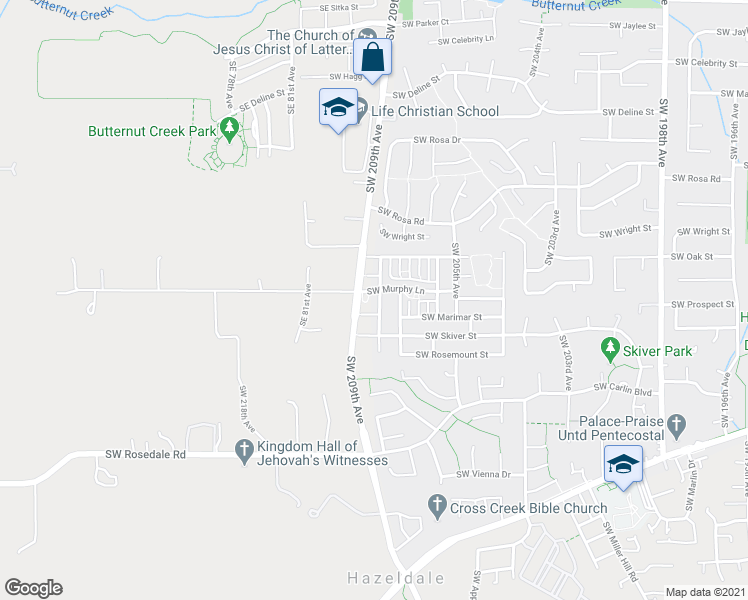 map of restaurants, bars, coffee shops, grocery stores, and more near 6227 Southwest Vinwood Terrace in Beaverton