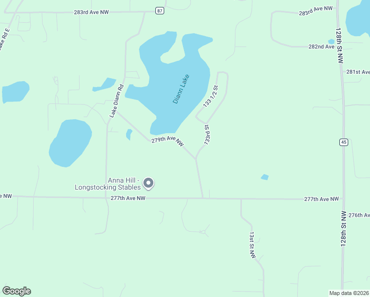 map of restaurants, bars, coffee shops, grocery stores, and more near 13342 279th Avenue Northwest in Zimmerman