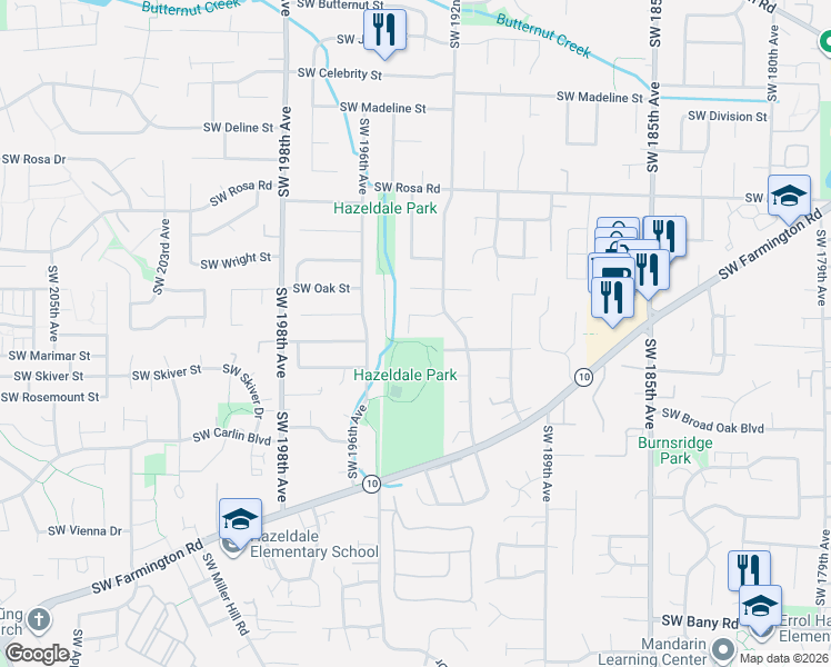 map of restaurants, bars, coffee shops, grocery stores, and more near 19350 Southwest Murphy Street in Aloha