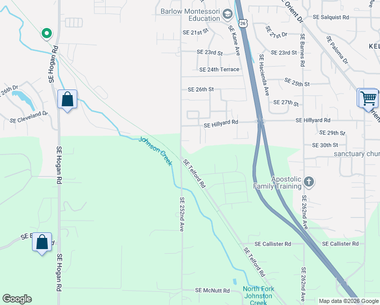 map of restaurants, bars, coffee shops, grocery stores, and more near 2924 Southeast 30th Street in Gresham