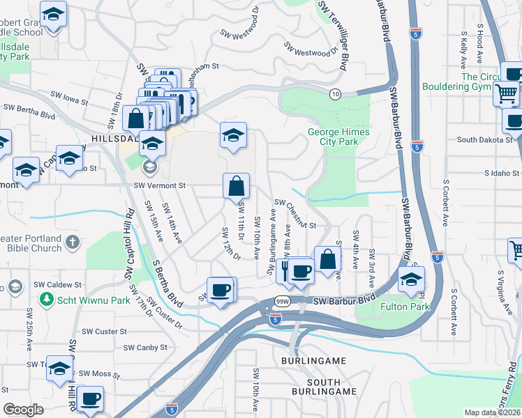 map of restaurants, bars, coffee shops, grocery stores, and more near in Portland