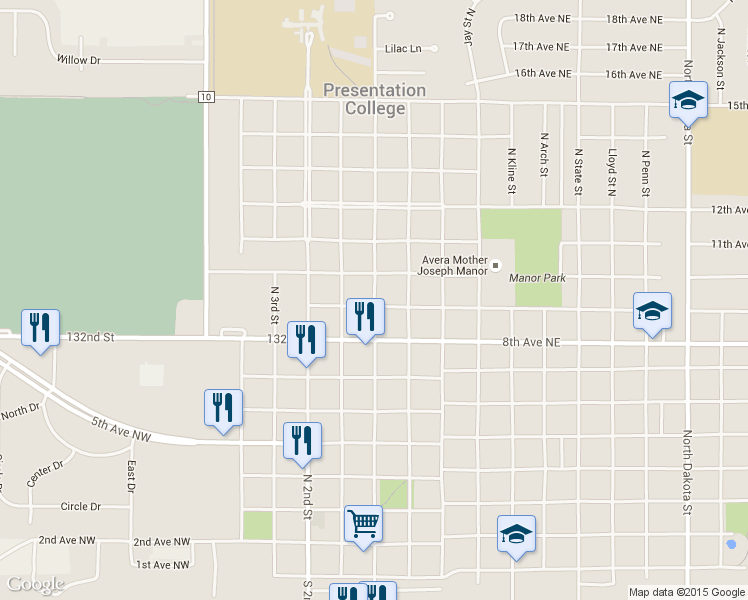 map of restaurants, bars, coffee shops, grocery stores, and more near North Main Street in Aberdeen