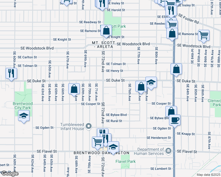 map of restaurants, bars, coffee shops, grocery stores, and more near in Portland