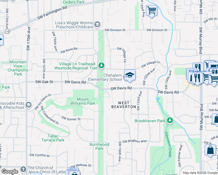 map of restaurants, bars, coffee shops, grocery stores, and more near 6170 Southwest Heights Lane in Beaverton