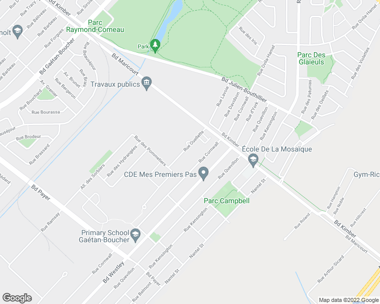 map of restaurants, bars, coffee shops, grocery stores, and more near 4117 Rue Ouellette in Longueuil