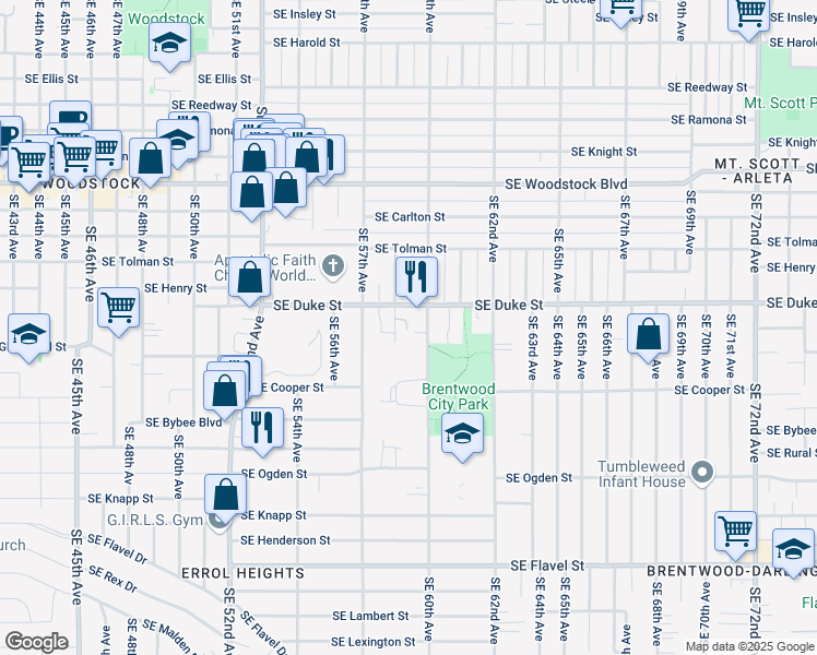 map of restaurants, bars, coffee shops, grocery stores, and more near in Portland