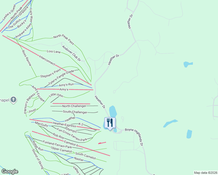 map of restaurants, bars, coffee shops, grocery stores, and more near 5290 Greystone Lane in Harbor Springs