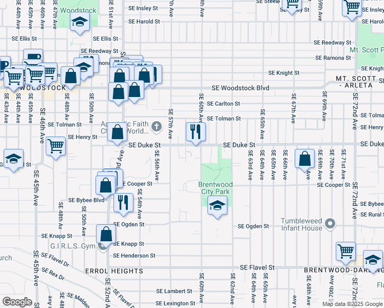 map of restaurants, bars, coffee shops, grocery stores, and more near in Portland