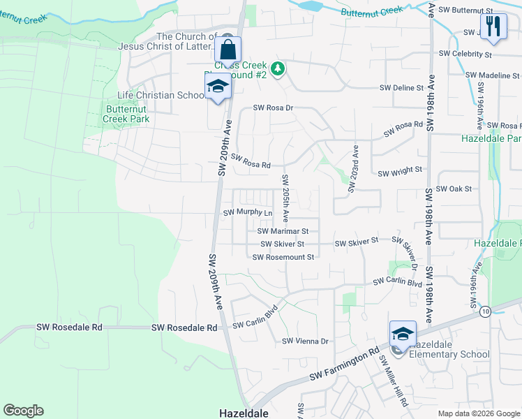 map of restaurants, bars, coffee shops, grocery stores, and more near 6156 Southwest Lynmar Place in Beaverton