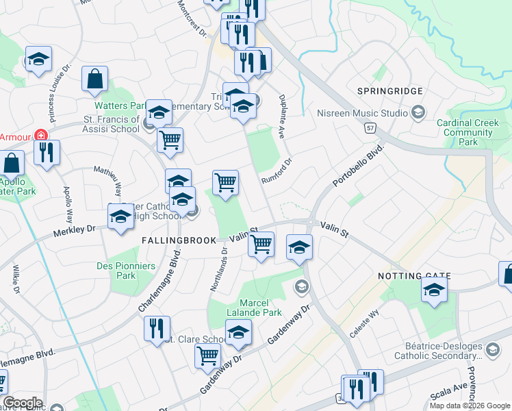 map of restaurants, bars, coffee shops, grocery stores, and more near in Ottawa