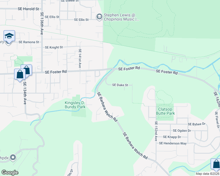 map of restaurants, bars, coffee shops, grocery stores, and more near 14508 Southeast Duke Street in Portland