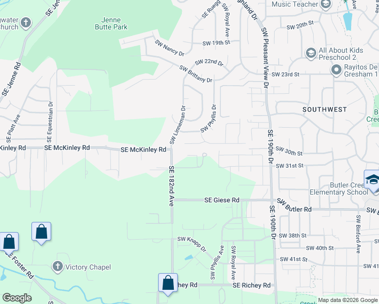 map of restaurants, bars, coffee shops, grocery stores, and more near 4071 Southwest McKinley Street in Gresham