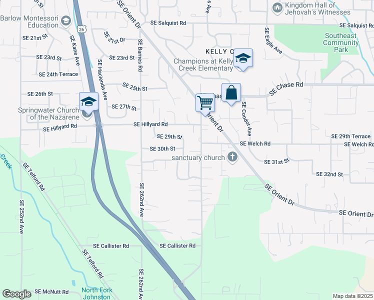 map of restaurants, bars, coffee shops, grocery stores, and more near 2998 Southeast Laura Avenue in Gresham